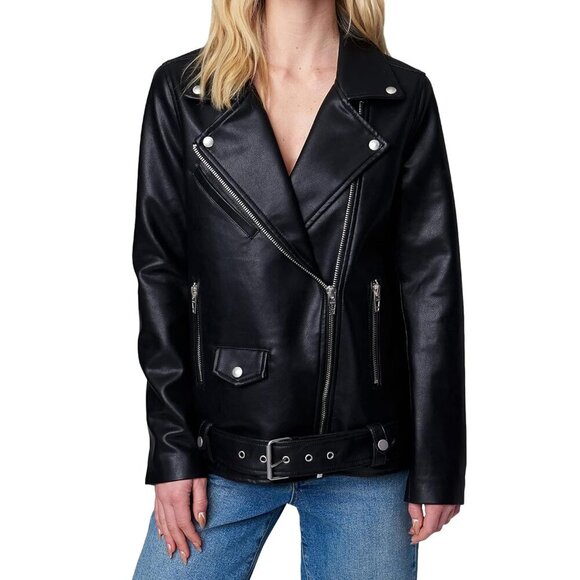 Blank NYC Vegan Leather Long Moto Jacket XS